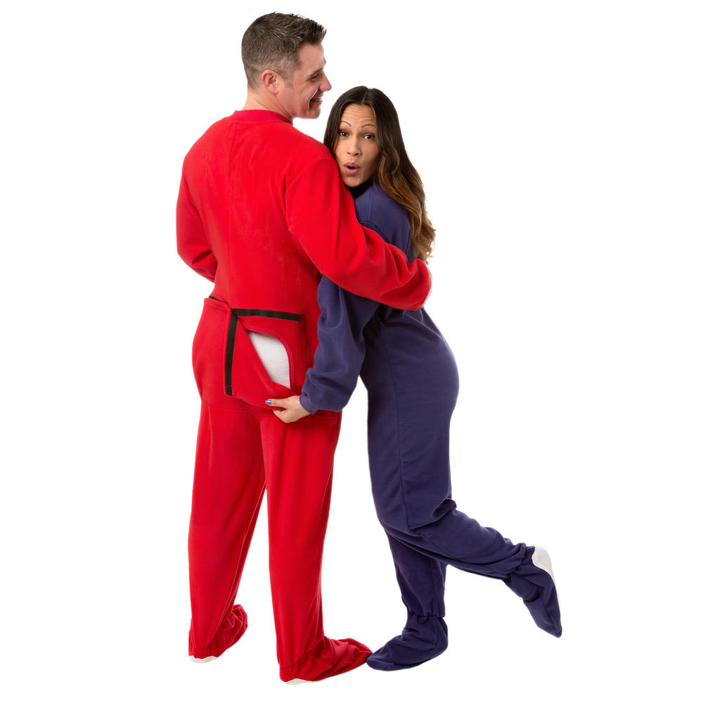 Big Feet Pjs - Red & Black Plaid Adult Footed Pajamas w/ Drop Seat