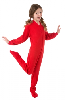 Big Feet Pjs - Kids Red Fleece Footed Pajamas