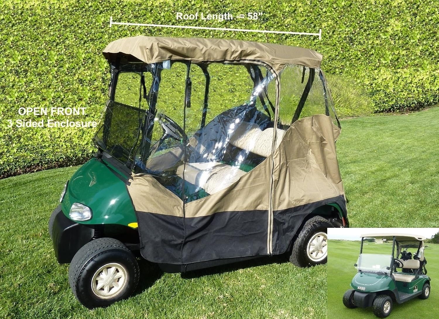 Formosa Covers 3 Sided Drivable Golf Cart 2 seater Enclosure with