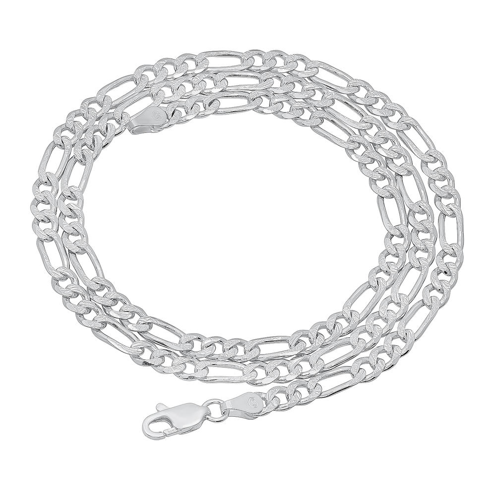 The Bling Factory 4.5mm Solid 925 Sterling Silver Figaro Link Italian Crafted Chain
