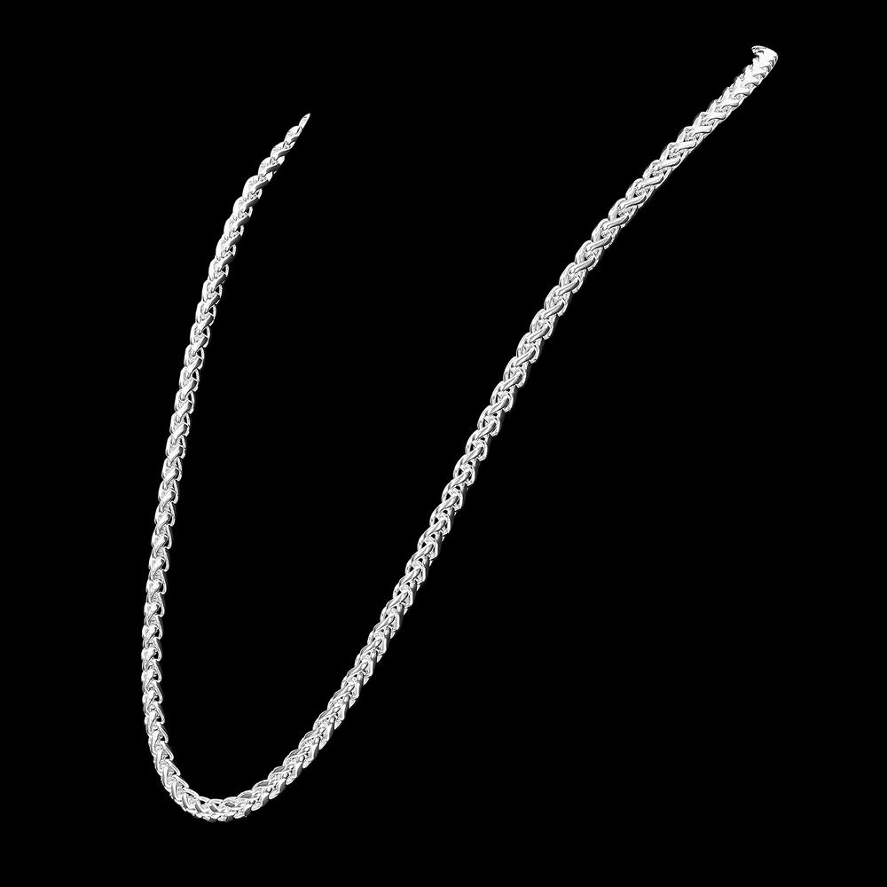 The Bling Factory 5mm Solid 925 Sterling Silver Italian Crafted Wheat Spiga Chain