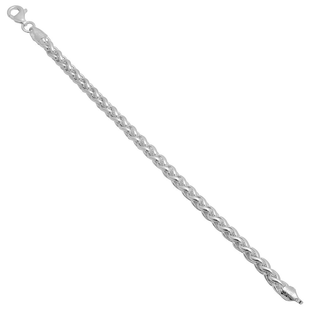 The Bling Factory 5mm Solid 925 Sterling Silver Italian Crafted Wheat Spiga Chain