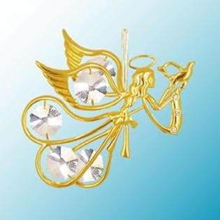 Crystal Delight by Mascot 24K Gold Plated Hanging Sun Catcher or Ornament..... Flying Angel Holding a Dove with Clear Swarovski Austrian Crystal Crystal Delight by Mascot 24K Gold Plated Hanging Sun Catcher or Ornament..... Flying Angel Holding a Dove with Clear Swarovski Austrian Crystal