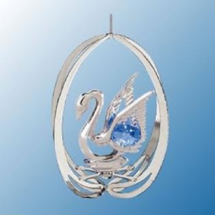 Crystal Delight by Mascot Chrome Plated Mini Swan Hanging Sun Catcher or Ornament..... With Blue Color Swarovski Austrian Crystal Crystal Delight by Mascot Chrome Plated Mini Swan Hanging Sun Catcher or Ornament..... With Blue Color Swarovski Austrian Crystal