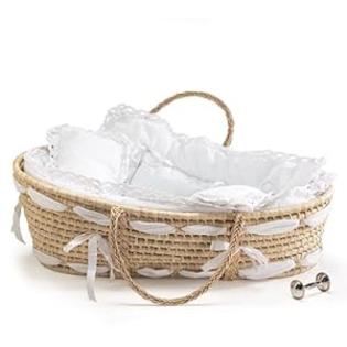 burton & Burton Burton and Burton Natural Baby Moses Basket with White Lace Bedding burton & Burton Burton and Burton Natural Baby Moses Basket with White Lace Bedding