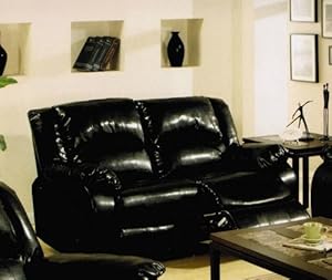 Acme Recliner Loveseat Sofa in Black Bycast Leather Acme Recliner Loveseat Sofa in Black Bycast Leather