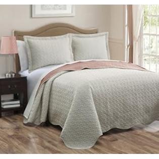 KingLinen Ivory/Salmon Reversible Bedspread/Quilt Set King KingLinen Ivory/Salmon Reversible Bedspread/Quilt Set King
