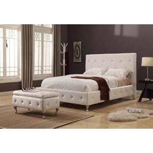 Kings Brand Furniture White Tufted Design Leather Look Full Size Upholstered Platform Bed Kings Brand Furniture White Tufted Design Leather Look Full Size Upholstered Platform Bed