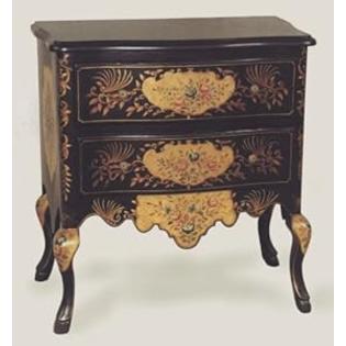 AA Importing Look Hand-Painted Two-Drawer Chest with Cabriole Legs and Scalloped Apron AA Importing Look Hand-Painted Two-Drawer Chest with Cabriole Legs and Scalloped Apron