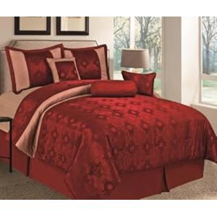 Bednlinens 7 Piece King Milan Burgundy Beige Square Medallion Jacquard Comforter Set Bednlinens 7 Piece King Milan Burgundy Beige Square Medallion Jacquard Comforter Set