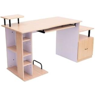 HomCom Multi-Level Home Office / Dorm Computer Desk - White Oak HomCom Multi-Level Home Office / Dorm Computer Desk - White Oak