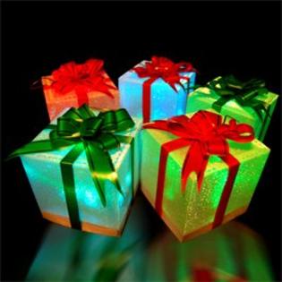 FlashingBlinkyLights, Inc. 9 Christmas Holiday LED Light Up Gift Box Ornaments (slow color change) FlashingBlinkyLights, Inc. 9 Christmas Holiday LED Light Up Gift Box Ornaments (slow color change)
