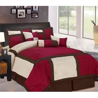 Luxury Home 7-Piece Luxurious Comforter Set, King, Madison Burgundy Luxury Home 7-Piece Luxurious Comforter Set, King, Madison Burgundy