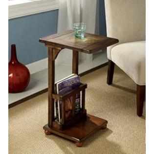 Enitial Lab Ives End Table with Magazine Rack, Antique Oak Enitial Lab Ives End Table with Magazine Rack, Antique Oak