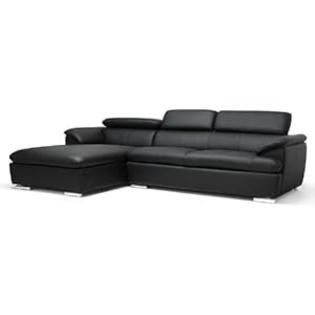 Baxton Studio Ferdinand Black Modern Sectional Sofa with Adjustable Headrest Baxton Studio Ferdinand Black Modern Sectional Sofa with Adjustable Headrest
