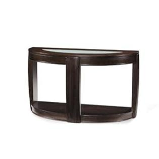 Magnussen T1738 Ino Wood and Glass Demilune Console Table with Casters Magnussen T1738 Ino Wood and Glass Demilune Console Table with Casters