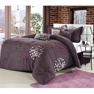 Chic Home Cheila 8-Piece Comforter Set, King, Plum Chic Home Cheila 8-Piece Comforter Set, King, Plum