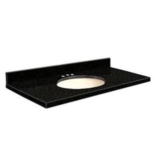 Samson G4322-F5-A-B-8C Granite Vanity Top 43x22 with Single Undermount Biscuit Bowl 8-Inch Offset Eased Edge Absolute Black Samson G4322-F5-A-B-8C Granite Vanity Top 43x22 with Single Undermount Biscuit Bowl 8-Inch Offset Eased Edge Absolute Black