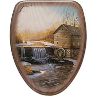 Comfort Seats C1B2E1-727-17CH The Old Mill Elongated Toilet Seat with Chrome Alloy Hinge, Oak Comfort Seats C1B2E1-727-17CH The Old Mill Elongated Toilet Seat with Chrome Alloy Hinge, Oak