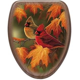 Comfort Seats C1B2E1-782-17CH Maple Leaves and Cardinals Elongated Toilet Seat with Chrome Alloy Hinge, Oak Comfort Seats C1B2E1-782-17CH Maple Leaves and Cardinals Elongated Toilet Seat with Chrome Alloy Hinge, Oak