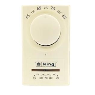 King Electric HET-1 European Style Single Pole Anticipated Thermostat with Thermometer, White King Electric HET-1 European Style Single Pole Anticipated Thermostat with Thermometer, White