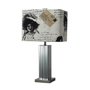 Dimond Lighting Dimond D2159 12-Inch Width by 21-Inch Height Meade Table Lamp in Black Nickel with White Faux Silk Printed Shade Dimond Lighting Dimond D2159 12-Inch Width by 21-Inch Height Meade Table Lamp in Black Nickel with White Faux Silk Printed Shade