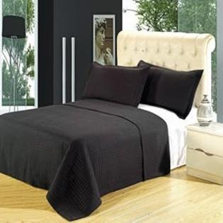 sheetsnthings 7PC Luxury Queen Size Black Checkered Quilted Wrinkle Free Microfiber Coverlets Plus Queen Sheet Set sheetsnthings 7PC Luxury Queen Size Black Checkered Quilted Wrinkle Free Microfiber Coverlets Plus Queen Sheet Set