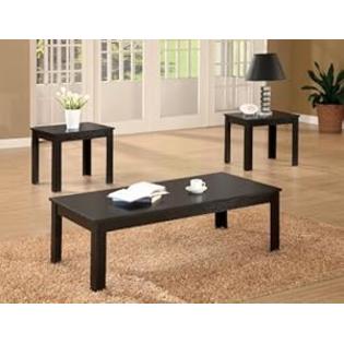 Coaster Home Furnishings 3pc Coffee Table & End Table Set in Black Finish Coaster Home Furnishings 3pc Coffee Table & End Table Set in Black Finish