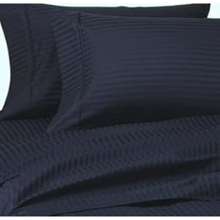 Homespell NOHO HOTEL CLASSIC Bed Sheet Set 100% Egyptian Cotton 1000TC Sateen Stripe Full (Navy blue). Homespell NOHO HOTEL CLASSIC Bed Sheet Set 100% Egyptian Cotton 1000TC Sateen Stripe Full (Navy blue).
