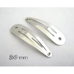 I Craft for Less 25 Snap Hair Clips - Silver Metal Tear Drop Shape with Hole - 50mm I Craft for Less 25 Snap Hair Clips - Silver Metal Tear Drop Shape with Hole - 50mm