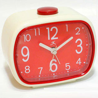 Infinity Instruments That 70's Retro Alarm Clock in Cream with Red Face Infinity Instruments That 70's Retro Alarm Clock in Cream with Red Face