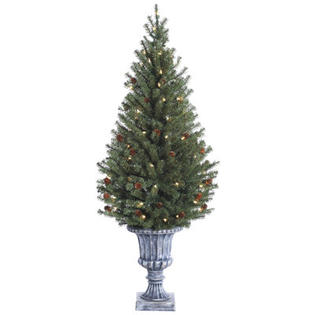 Tori Home 4' Green Noble Pine Artificial Christmas Tree with Cone 70 Clear Lights with Urn Tori Home 4' Green Noble Pine Artificial Christmas Tree with Cone 70 Clear Lights with Urn