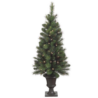 Tori Home Bottlebrush 4' Green Artificial Christmas Tree with 70 Clear Lights with Urn Tori Home Bottlebrush 4' Green Artificial Christmas Tree with 70 Clear Lights with Urn