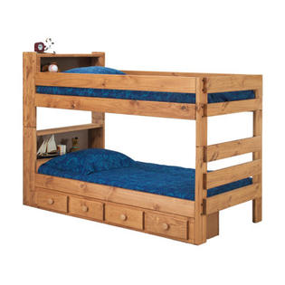 Chelsea Home Twin Over Twin Standard Bunk Bed with Bookcase and Storage Chelsea Home Twin Over Twin Standard Bunk Bed with Bookcase and Storage