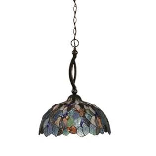Toltec+Lighting Toltec Lighting 271-BC-995 Bow One-Light Down light Pendant Black Copper Finish with Blue Mosaic Tiffany Glass, 16-Inch Toltec+Lighting Toltec Lighting 271-BC-995 Bow One-Light Down light Pendant Black Copper Finish with Blue Mosaic Tiffany Glass, 16-Inch