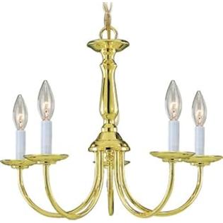 Volume+Lighting Volume Lighting V4515-2 5-Light Chandelier, Polished Brass Volume+Lighting Volume Lighting V4515-2 5-Light Chandelier, Polished Brass