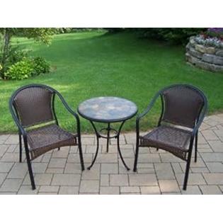 Oakland+Living Oakland Living Stone Art 3-Piece Bistro Set with Tuscany Wicker Chairs, 24-Inch Oakland+Living Oakland Living Stone Art 3-Piece Bistro Set with Tuscany Wicker Chairs, 24-Inch