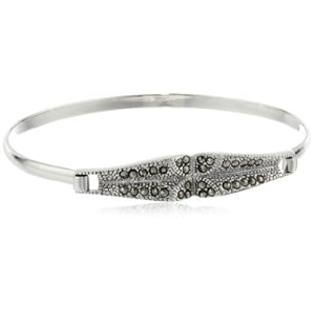 Amazon+Curated+Collection Arched Marcasite and Sterling Silver Clasp Bangle Bracelet, 7.5 Amazon+Curated+Collection Arched Marcasite and Sterling Silver Clasp Bangle Bracelet, 7.5