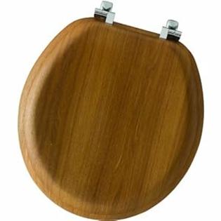 Bemis 9601CP 378 Natural Oak Wood Toilet Seat with Chrome Hinges, Round Bemis 9601CP 378 Natural Oak Wood Toilet Seat with Chrome Hinges, Round