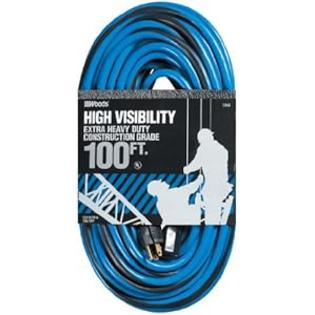 Woods 2444 12/3 SJTW High Visibility Outdoor Extension Cord, Blue/Black, 100-Feet Woods 2444 12/3 SJTW High Visibility Outdoor Extension Cord, Blue/Black, 100-Feet