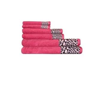 BALTIC LINEN COMPANY C INC. BALTIC LINEN COMPANY Border Jacquard 6-Piece Leopard Towel Sets, Pink BALTIC LINEN COMPANY C INC. BALTIC LINEN COMPANY Border Jacquard 6-Piece Leopard Towel Sets, Pink