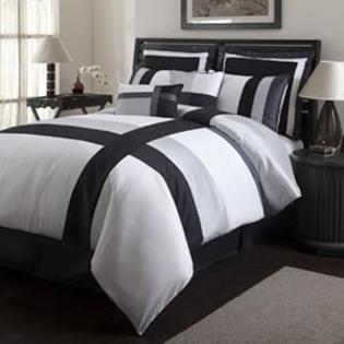 Triangle Home Fashions 19310 Lush Decor 8-Piece Iman Comforter Set, King-Size, White/Black Triangle Home Fashions 19310 Lush Decor 8-Piece Iman Comforter Set, King-Size, White/Black
