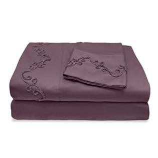 Veratex+Supreme+Sateen Veratex Supreme Sateen 500 Thread Count Chenille Scroll Embroidered Design Sheet Set, Queen, Purple Veratex+Supreme+Sateen Veratex Supreme Sateen 500 Thread Count Chenille Scroll Embroidered Design Sheet Set, Queen, Purple