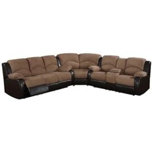 AC Pacific Carrie 2-Tone Padded Microfiber Sectional Sofa, Saddle Brown/Dark Brown AC Pacific Carrie 2-Tone Padded Microfiber Sectional Sofa, Saddle Brown/Dark Brown