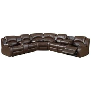AC Pacific Samara Double Reclining Bonded Leather Sectional Sofa, Dark Brown AC Pacific Samara Double Reclining Bonded Leather Sectional Sofa, Dark Brown