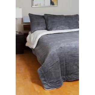 Vegar Enterprises Reversible to Sherpa Ultra Soft Plush Velvet Comforter Set, King, Charcoal Vegar Enterprises Reversible to Sherpa Ultra Soft Plush Velvet Comforter Set, King, Charcoal