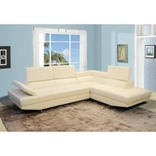 Beverly Furniture Diana Bonded Leather 2-Piece Contemporary Sectional Sofa Set, Cream Beverly Furniture Diana Bonded Leather 2-Piece Contemporary Sectional Sofa Set, Cream