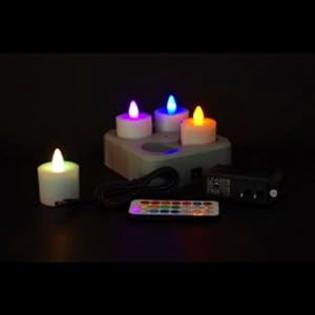 Mr. Light, Inc. Mr. Light Remote Control Super Bright Color Changing LED Rechargeable Tea Lights with Induction Charging Base, Set of 4 Mr. Light, Inc. Mr. Light Remote Control Super Bright Color Changing LED Rechargeable Tea Lights with Induction Charging Base, Set of 4