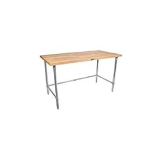 John Boos JNB08 Maple Wood Top Stallion Work Table, Galvanized Legs, Adjustable Bracing, 1-1/2 John Boos JNB08 Maple Wood Top Stallion Work Table, Galvanized Legs, Adjustable Bracing, 1-1/2