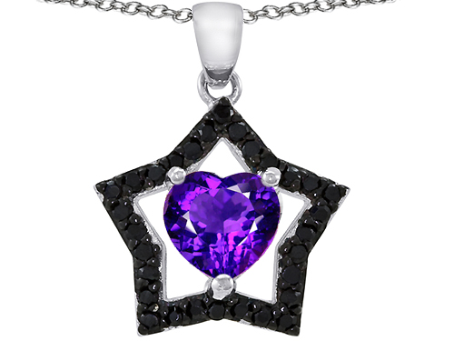 Star K 1.20 cttw Original Star K Heart Shape Genuine Amethyst and Black Star Pendant at Sears.com